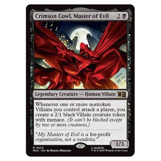 Crimson Cowl, Master of Evil 0653 card from the Magic The Gathering set Marvel Super Heroes Commander