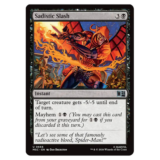 Sadistic Slash 0666 card from the Magic The Gathering set Marvel Super Heroes Commander