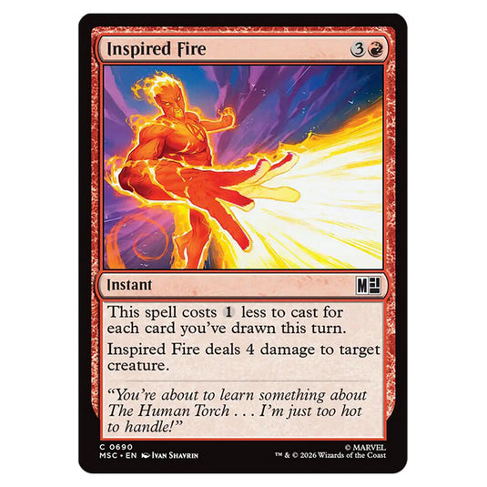 Inspired Fire 0690 card from the Magic The Gathering set Marvel Super Heroes Commander