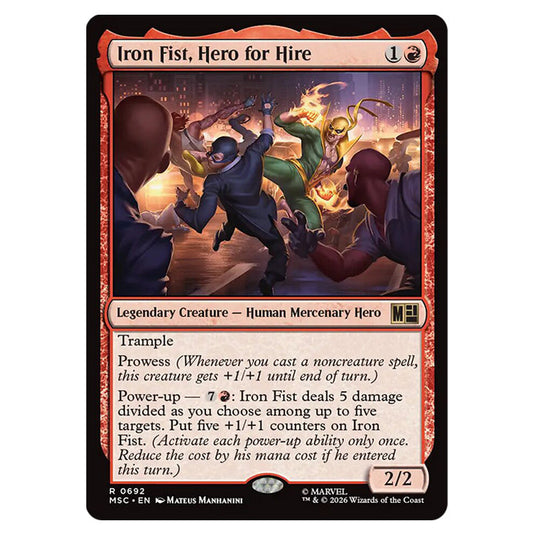 Iron Fist, Hero for Hire 0692 card from the Magic The Gathering set Marvel Super Heroes Commander