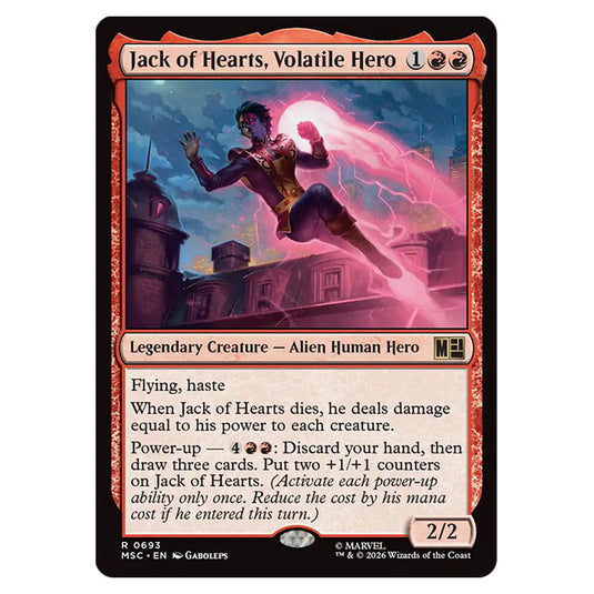 Jack of Hearts, Volatile Hero 0693 card from the Magic The Gathering set Marvel Super Heroes Commander