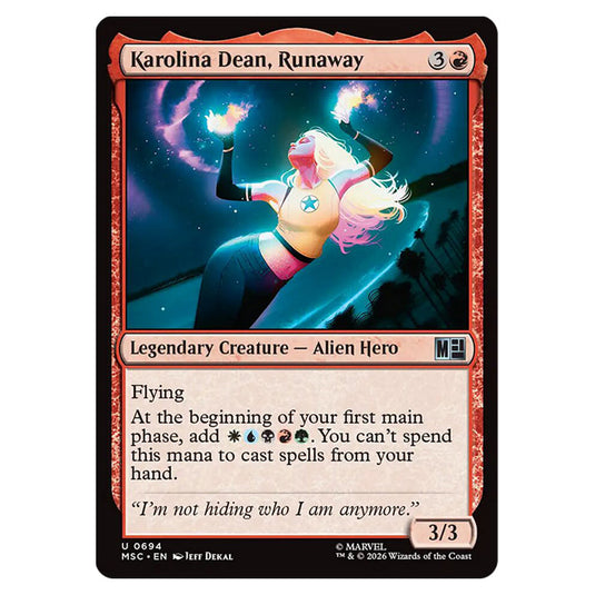 Karolina Dean, Runaway 0694 card from the Magic The Gathering set Marvel Super Heroes Commander