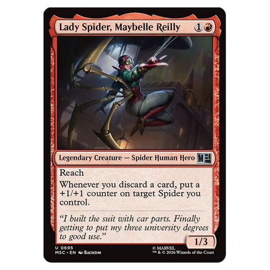 Lady Spider, Maybelle Reilly 0695 card from the Magic The Gathering set Marvel Super Heroes Commander