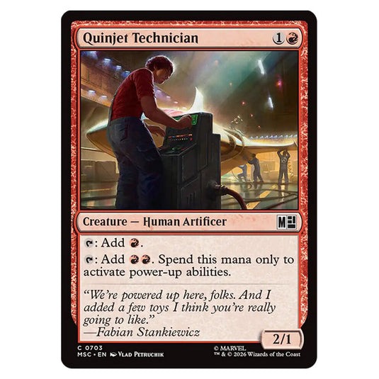 Quinjet Technician 0703 card from the Magic The Gathering set Marvel Super Heroes Commander