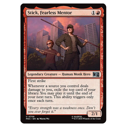 Stick, Fearless Mentor 0706 card from the Magic The Gathering set Marvel Super Heroes Commander