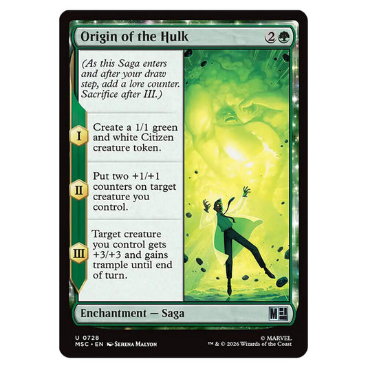 Origin of the Hulk 0728 card from the Magic The Gathering set Marvel Super Heroes Commander