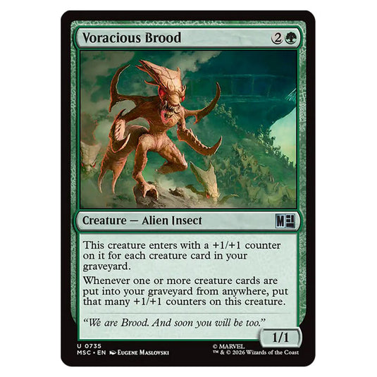 Voracious Brood 0735 card from the Magic The Gathering set Marvel Super Heroes Commander