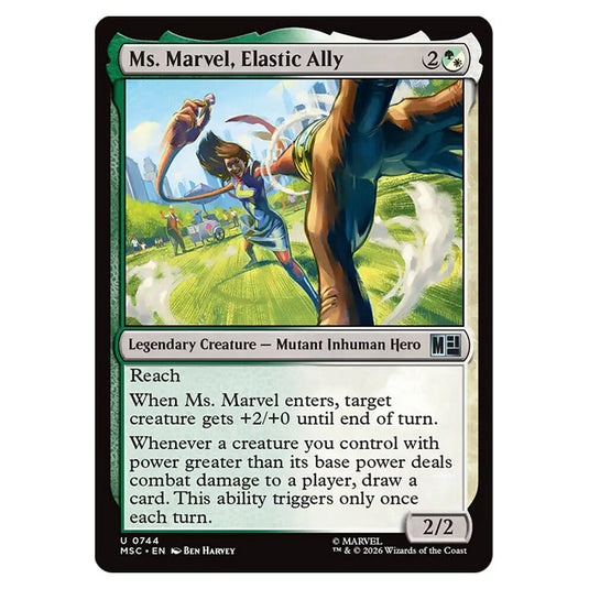 Ms. Marvel, Elastic Ally 0744 card from the Magic The Gathering set Marvel Super Heroes Commander