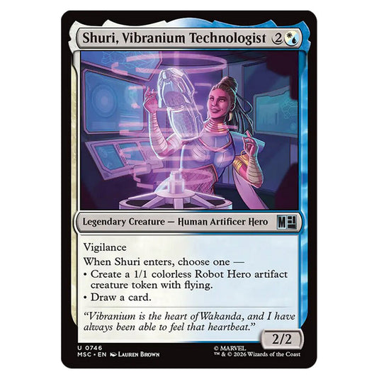 Shuri, Vibranium Technologist 0746 card from the Magic The Gathering set Marvel Super Heroes Commander