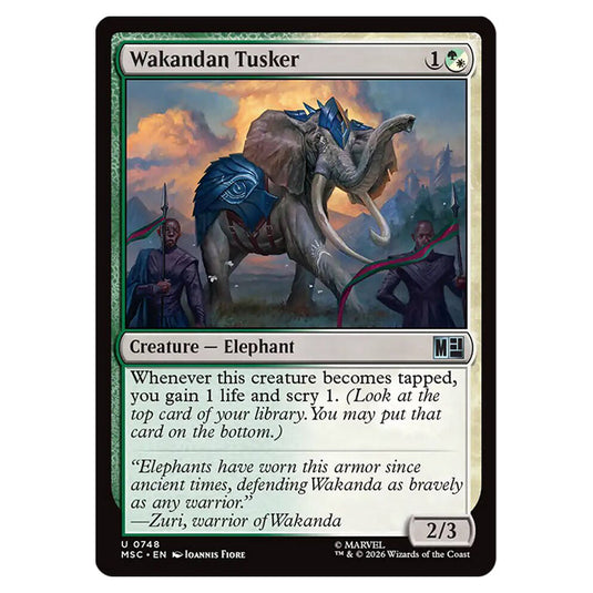 Wakandan Tusker 0748 card from the Magic The Gathering set Marvel Super Heroes Commander