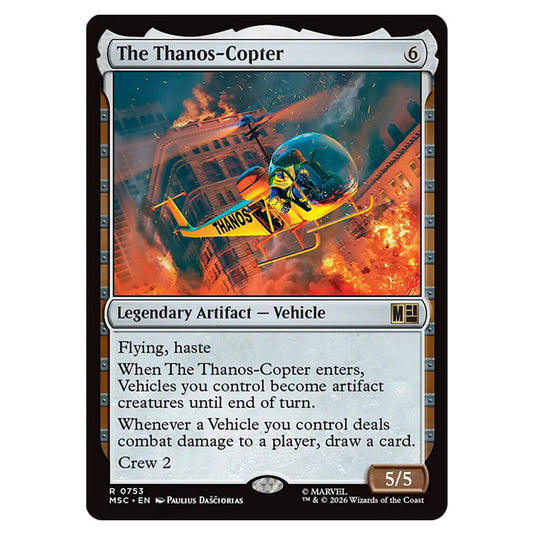 The Thanos-Copter 0753 card from the Magic The Gathering set Marvel Super Heroes Commander