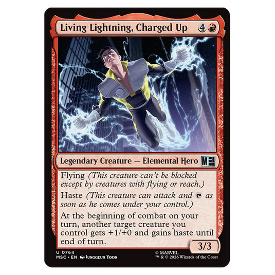 Living Lightning, Charged Up 0764 card from the Magic The Gathering set Marvel Super Heroes Commander