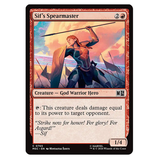 Sif's Spearmaster 0765 card from the Magic The Gathering set Marvel Super Heroes Commander