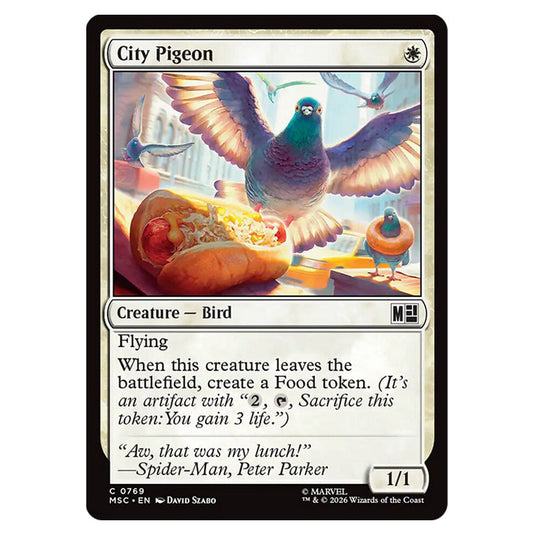 City Pigeon 0769 card from the Magic The Gathering set Marvel Super Heroes Commander