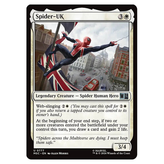Spider-UK 0777 card from the Magic The Gathering set Marvel Super Heroes Commander