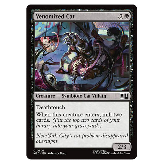 Venomized Cat 0801 card from the Magic The Gathering set Marvel Super Heroes Commander