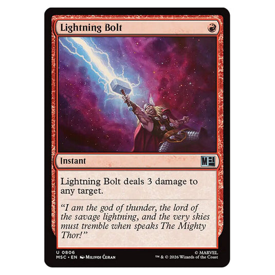 Lightning Bolt 0806 card from the Magic The Gathering set Marvel Super Heroes Commander