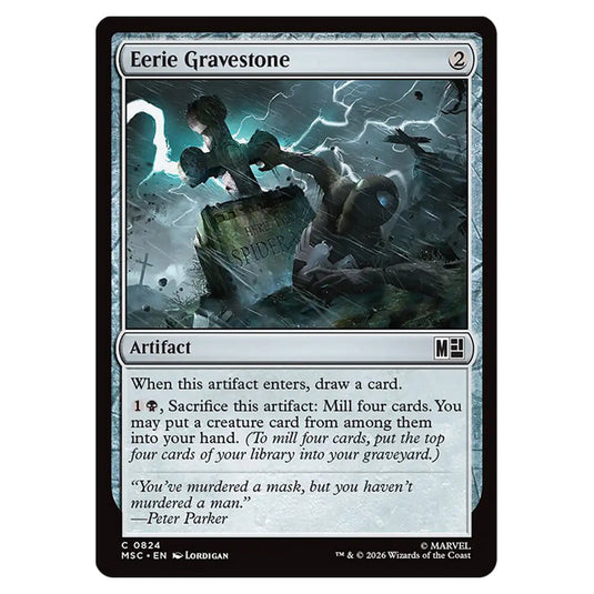 Eerie Gravestone 0824 card from the Magic The Gathering set Marvel Super Heroes Commander