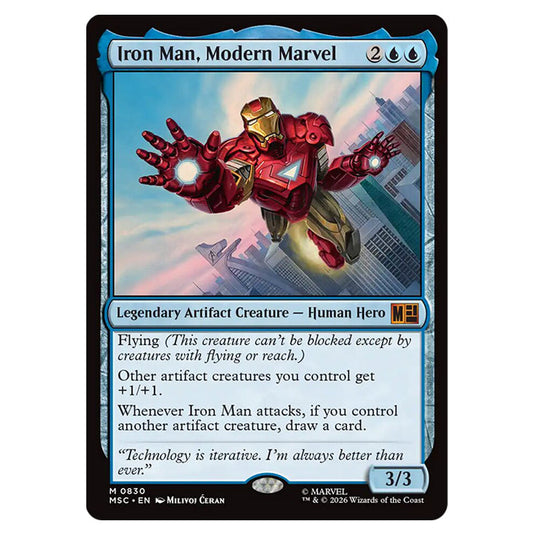 Iron Man, Modern Marvel 0830 card from the Magic The Gathering set Marvel Super Heroes Commander