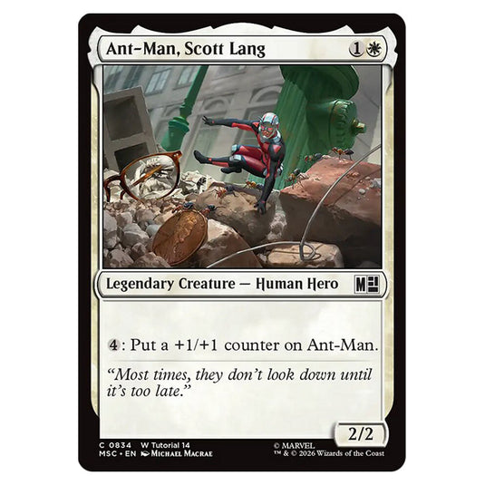 Ant-Man, Scott Lang 0834 card from the Magic The Gathering set Marvel Super Heroes Commander
