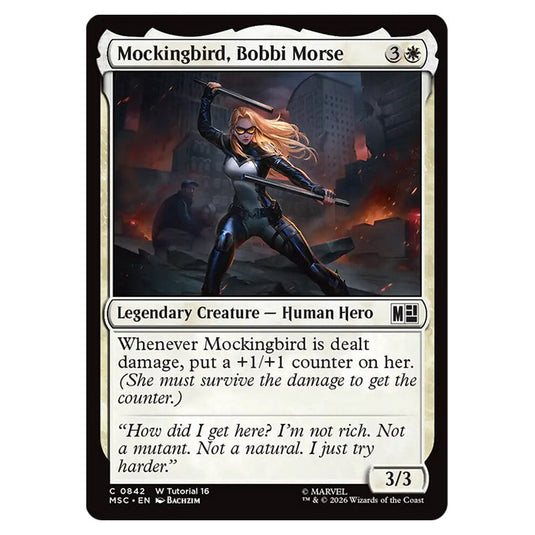 Mockingbird, Bobbi Morse 0842 card from the Magic The Gathering set Marvel Super Heroes Commander