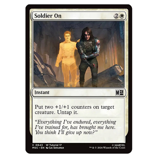Soldier On 0843 card from the Magic The Gathering set Marvel Super Heroes Commander