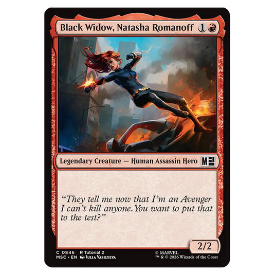 Black Widow, Natasha Romanoff 0846 card from the Magic The Gathering set Marvel Super Heroes Commander