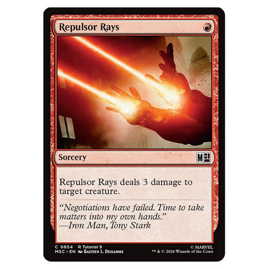 Repulsor Rays 0854 card from the Magic The Gathering set Marvel Super Heroes Commander
