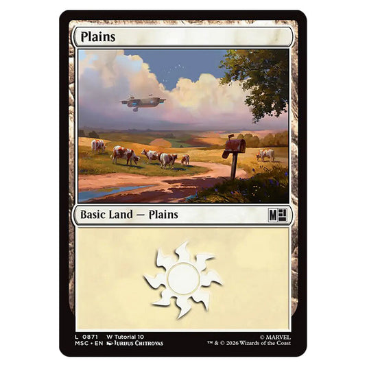 Plains 0871 card from the Magic The Gathering set Marvel Super Heroes Commander