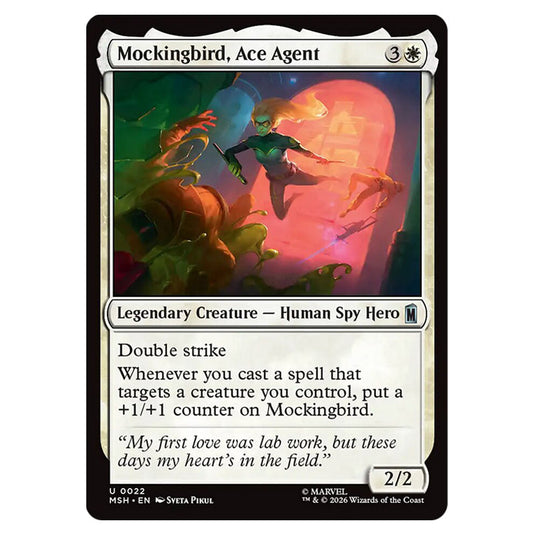 Mockingbird, Ace Agent 0022 card from the Magic The Gathering set Marvel Super Heroes