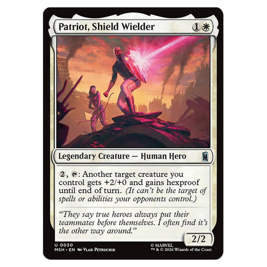 Patriot, Shield Wielder 0030 card from the Magic The Gathering set Marvel Super Heroes