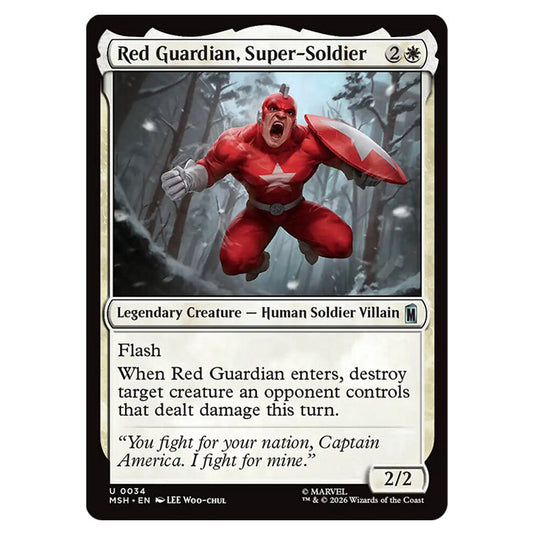 Red Guardian, Super-Soldier 0034 card from the Magic The Gathering set Marvel Super Heroes
