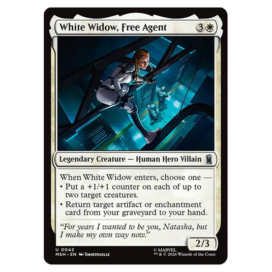 White Widow, Free Agent 0042 card from the Magic The Gathering set Marvel Super Heroes