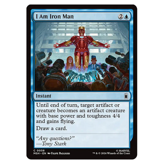 I Am Iron Man 0058 card from the Magic The Gathering set Marvel Super Heroes