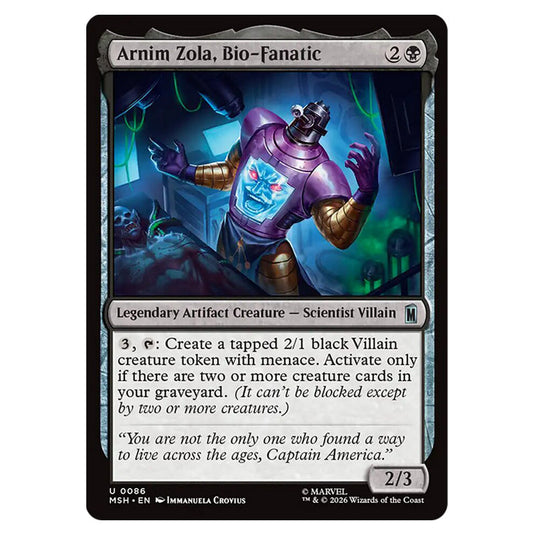 Arnim Zola, Bio-Fanatic 0086 card from the Magic The Gathering set Marvel Super Heroes