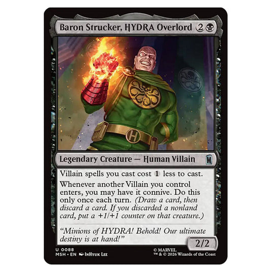 Baron Strucker, HYDRA Overlord 0088 card from the Magic The Gathering set Marvel Super Heroes