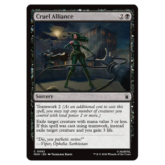 Cruel Alliance 0092 card from the Magic The Gathering set Marvel Super Heroes