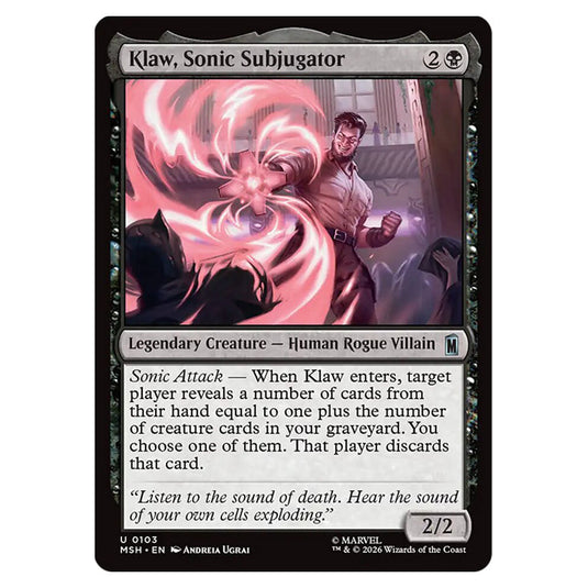 Klaw, Sonic Subjugator 0103 card from the Magic The Gathering set Marvel Super Heroes