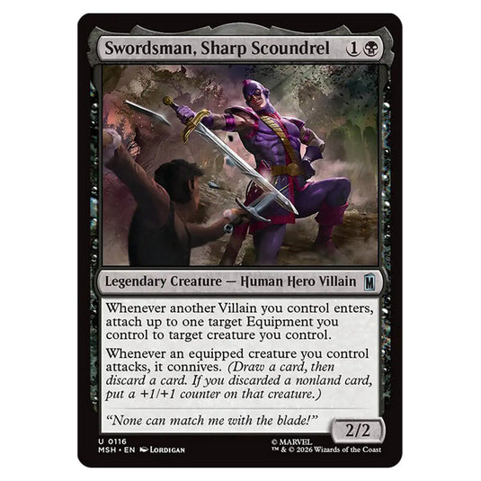 Swordsman, Sharp Scoundrel 0116 card from the Magic The Gathering set Marvel Super Heroes