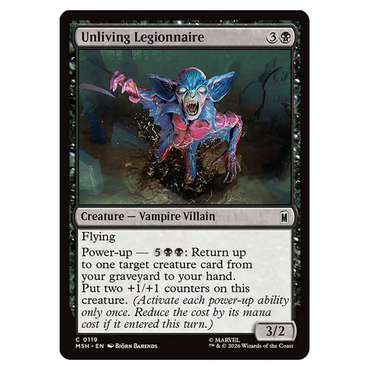 Unliving Legionnaire 0119 card from the Magic The Gathering set Marvel Super Heroes