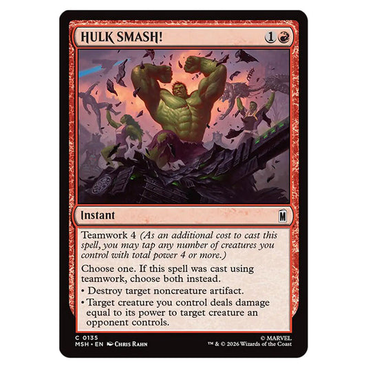 HULK SMASH! 0135 card from the Magic The Gathering set Marvel Super Heroes
