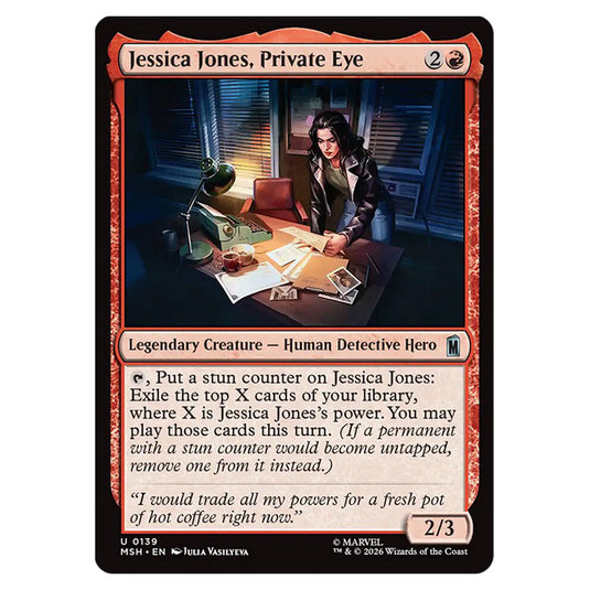 Jessica Jones, Private Eye 0139 card from the Magic The Gathering set Marvel Super Heroes