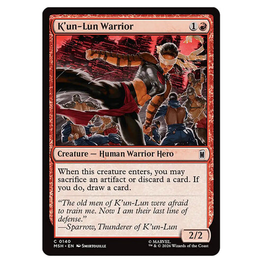 K'un-Lun Warrior 0140 card from the Magic The Gathering set Marvel Super Heroes