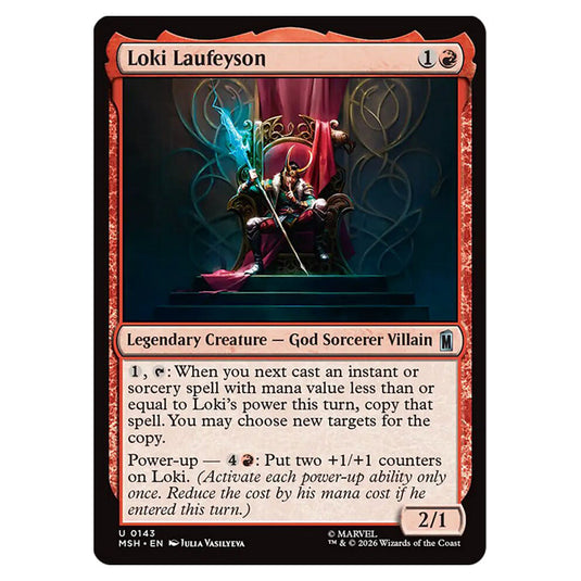 Loki Laufeyson 0143 card from the Magic The Gathering set Marvel Super Heroes