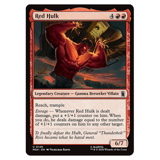 Red Hulk 0149 card from the Magic The Gathering set Marvel Super Heroes