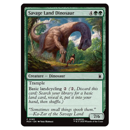 Savage Land Dinosaur 0185 card from the Magic The Gathering set Marvel Super Heroes