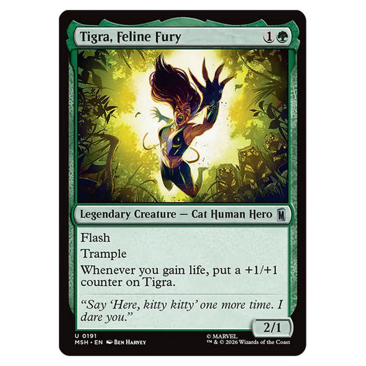 Tigra, Feline Fury 0191 card from the Magic The Gathering set Marvel Super Heroes