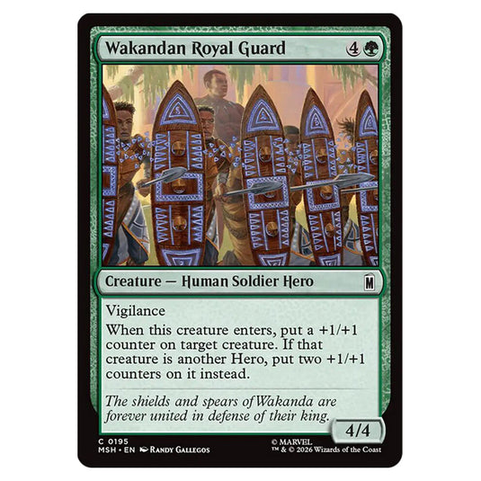 Wakandan Royal Guard 0195 card from the Magic The Gathering set Marvel Super Heroes