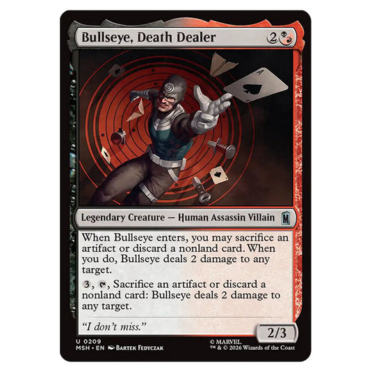 Bullseye, Death Dealer 0209 card from the Magic The Gathering set Marvel Super Heroes
