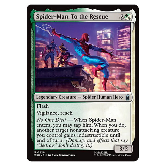 Spider-Man, To the Rescue 0228 card from the Magic The Gathering set Marvel Super Heroes